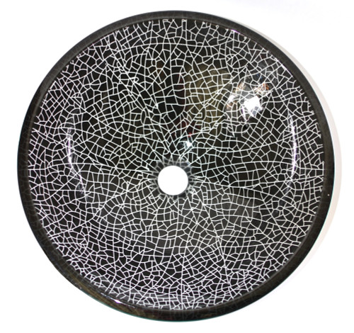 Glass Sink Black White Crackle