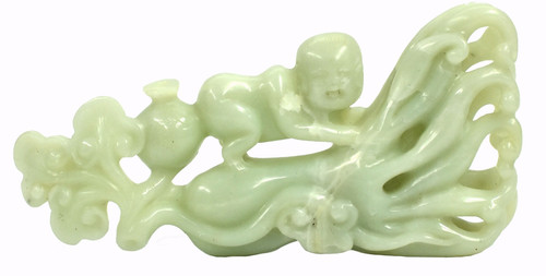 celadon nephrite jade baby and citron statue