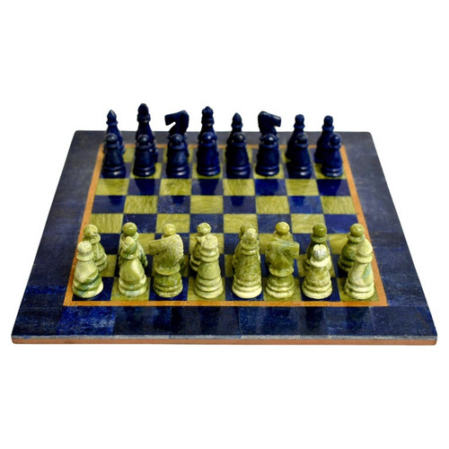 Lapis Serpentine Chess Set 15.5"