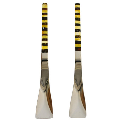 Pair Arcoroc Amber Spoons