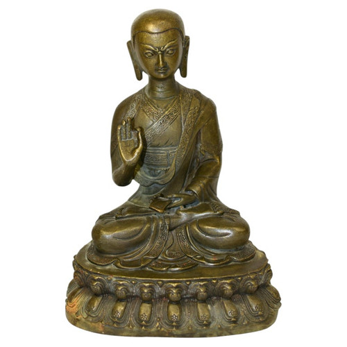 Antique Tibetan Teacher Tsongkhapa Bronze Statue