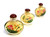 Eglomise Reverse Painted Snuff Bottles Set of 3 Lotus