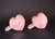 Pair Rose Quartz Pink Heart Shaped Cups