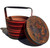 antique bamboo basket with painted lid