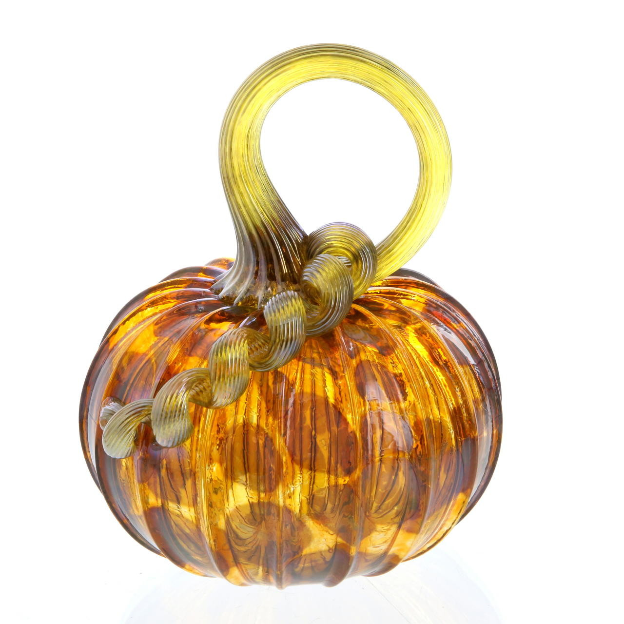 Vessel Glass Handblown Pumpkin - Amber & Iridescent Dots - Wendell