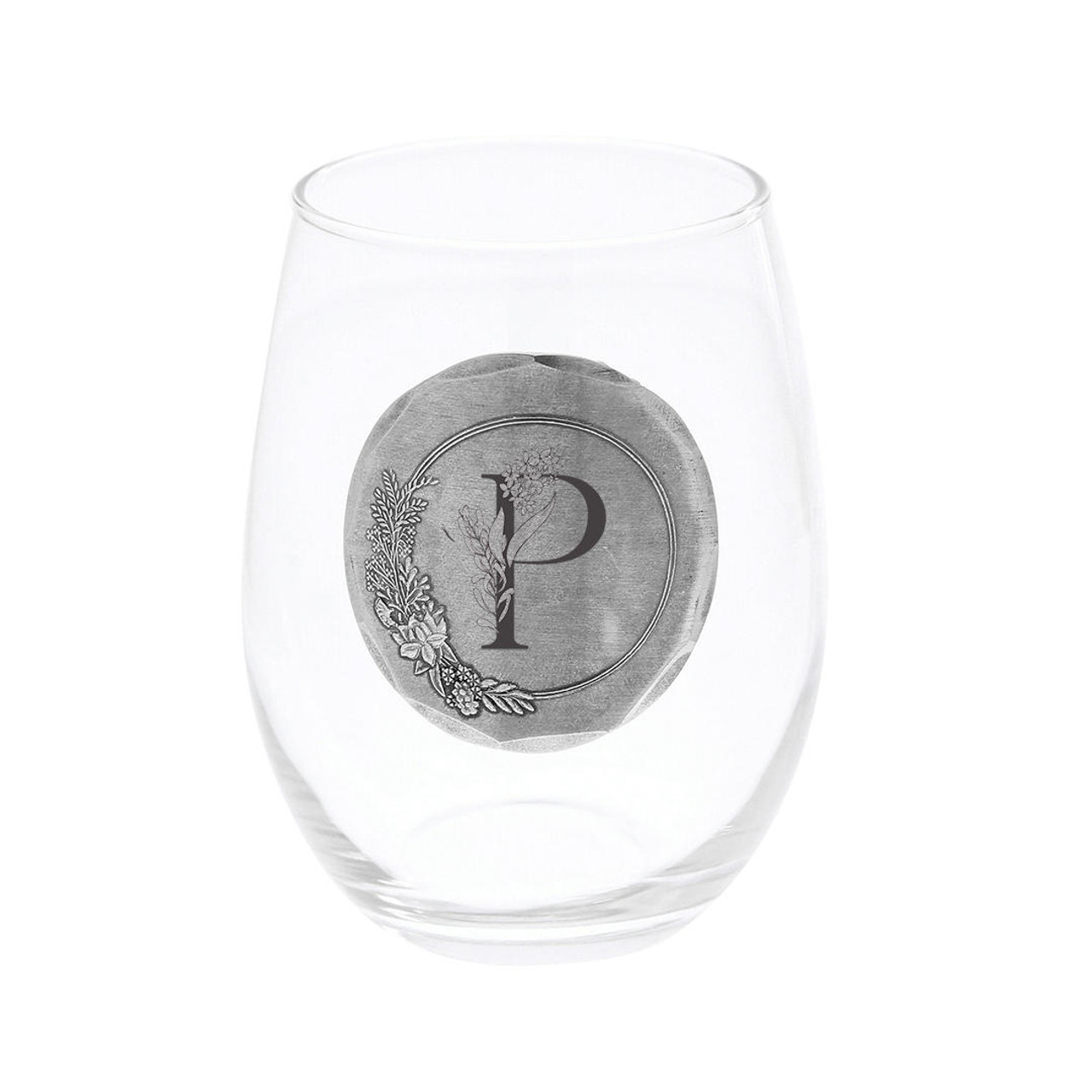 Monogram Floral Initial Letter A - Wine Tumbler - bevvee