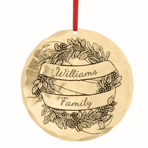 Personalized Christmas Wreath Ornament (Bronze)