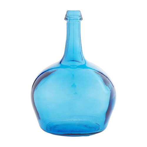 BLUE BOTTLENECK GLASS VASE