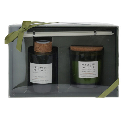 Diffuser and Candle Gift Set- Patchouli Wood 