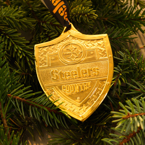 Limited Edition Steelers Country Shield Ornament (Gold Plated) 