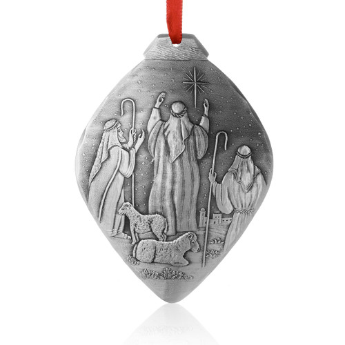 Nativity Shepherds Metal Christmas Ornament