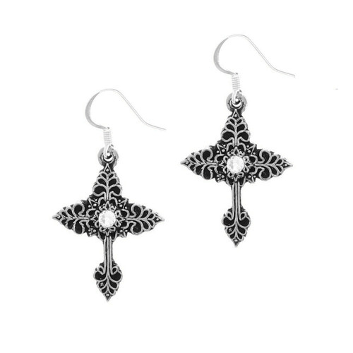 Grace Cross Earrings with Crystals