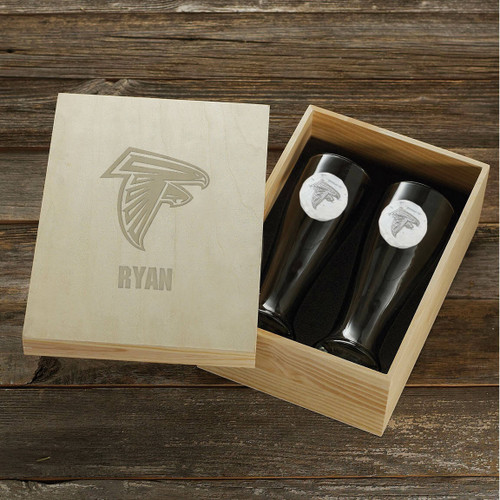 Atlanta Falcons Pilsner Set and Collectors Box Wendell August