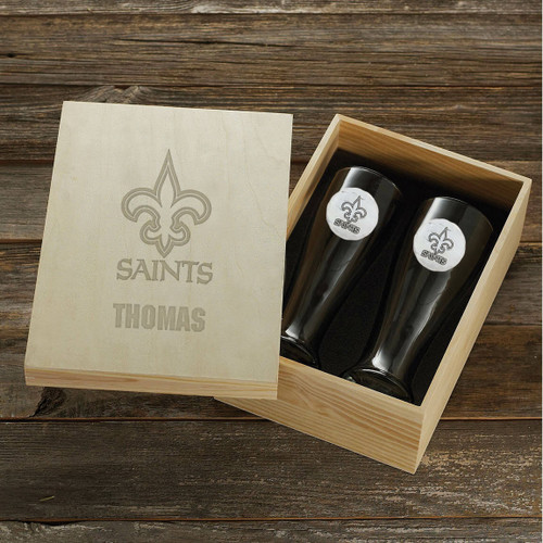 New Orleans Saints Pilsner Set and Collectors Box Wendell August