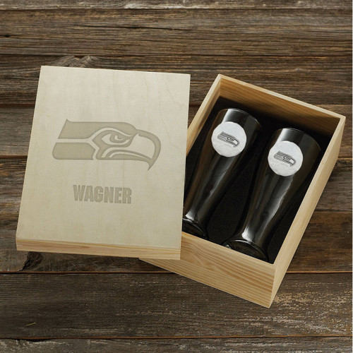 Seattle Seahawks Pilsner Set and Collectors Box Wendell August