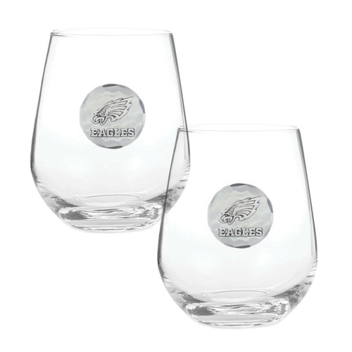 20oz. Etched Stemless Wine Glass - Athletic Eagle Logo
