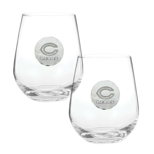 Chicago Bears 2-Piece Stemless Wine Glass Set Wendell August