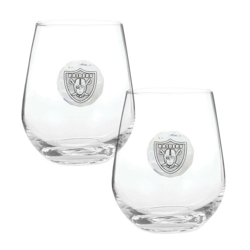 Las Vegas Raiders 2-Piece Stemless Wine Glass Set Wendell August