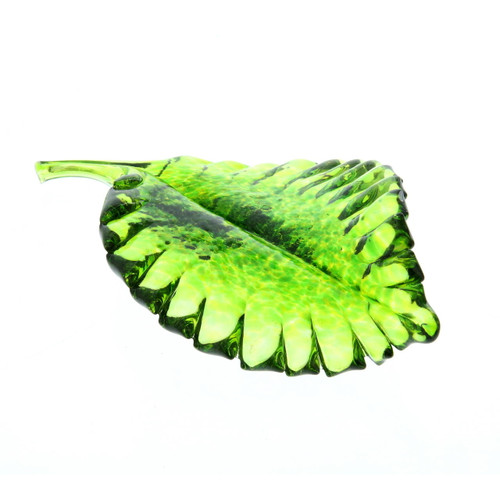 Vessel Glass Handblown Leaf - Green Wendell August