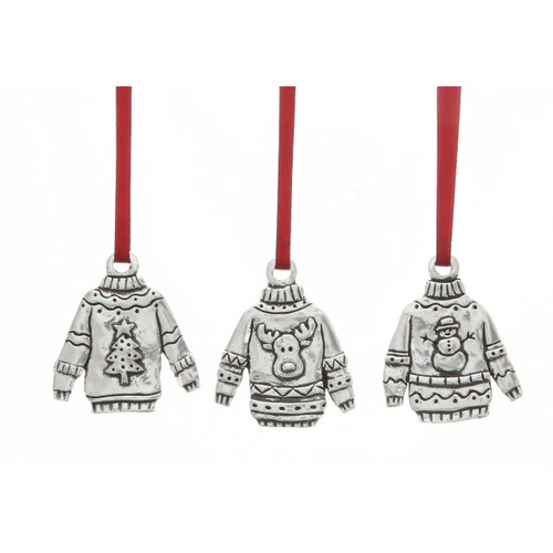 Ugly Sweater 3-Piece Ornament Set Wendell August