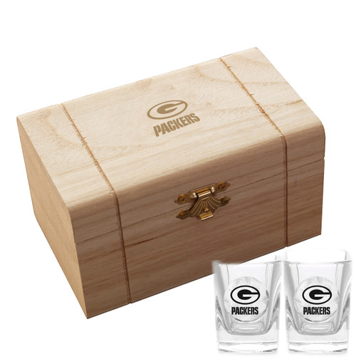 Green Bay Packers 2-Piece Shot Glass Set and Box (Aluminum)