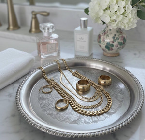 Vintage WM Rogers Silver Plate Tray | Ornate Hollywood Regency Scrollwork Home Accessory