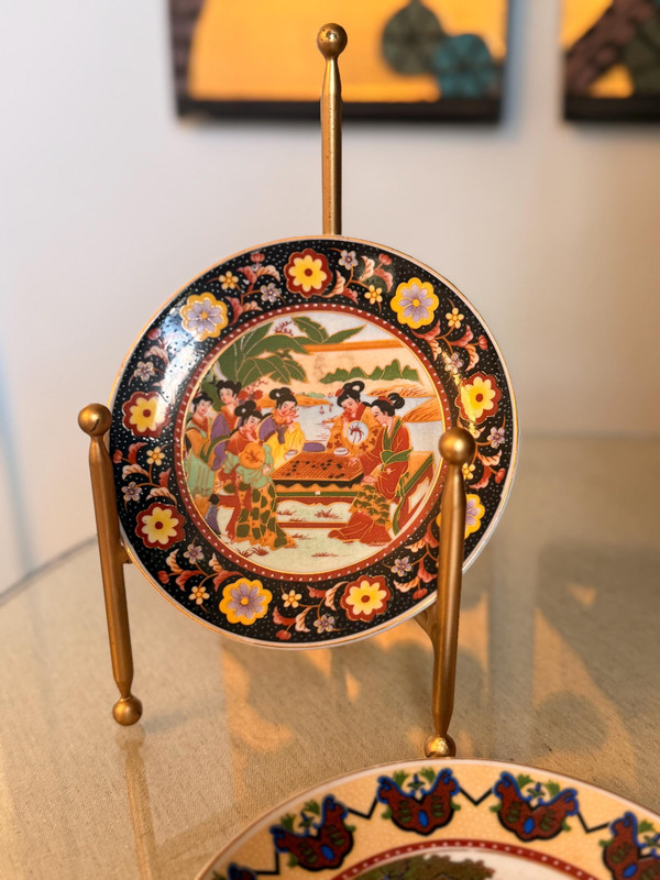 Japanese Kutani Plates | Mid Century Satsuma Style Porcelain Dishes (6 Inch)