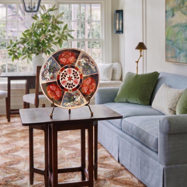 14" Japanese Imari Plate | Mid-Century Hand Painted Porcelain Charger