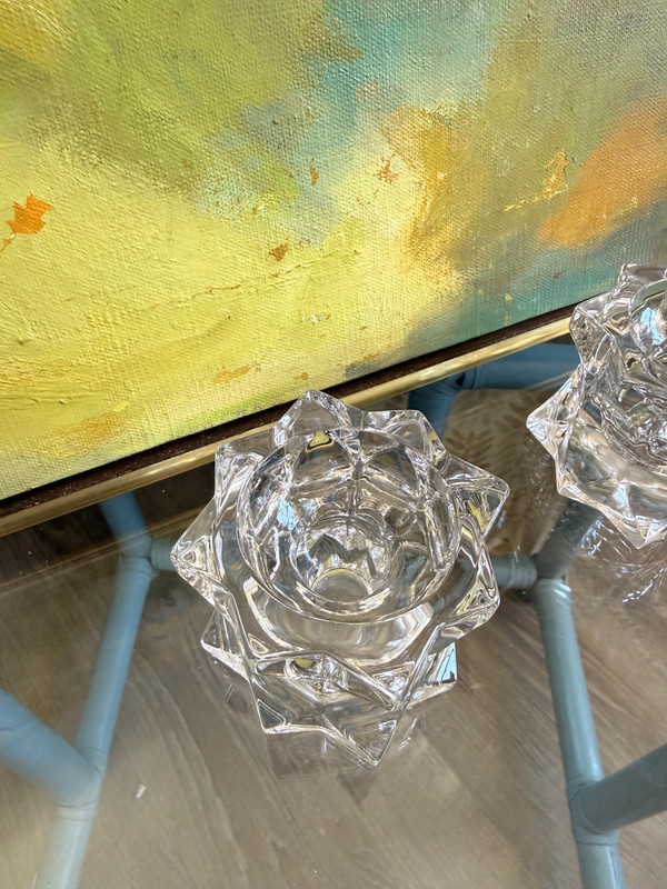 Vintage Mikasa Sparkling Star Crystal Votive Holders | NOS 1990s Pair (New In Box)