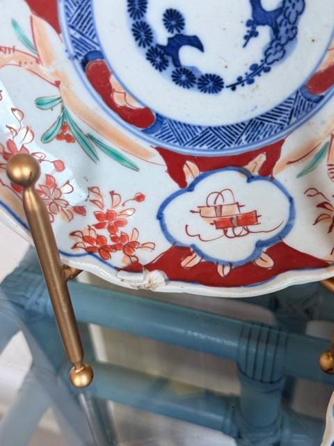 Antique Japanese Imari Plates Set | Meiji Era Scalloped Porcelain Chinoiserie Decor