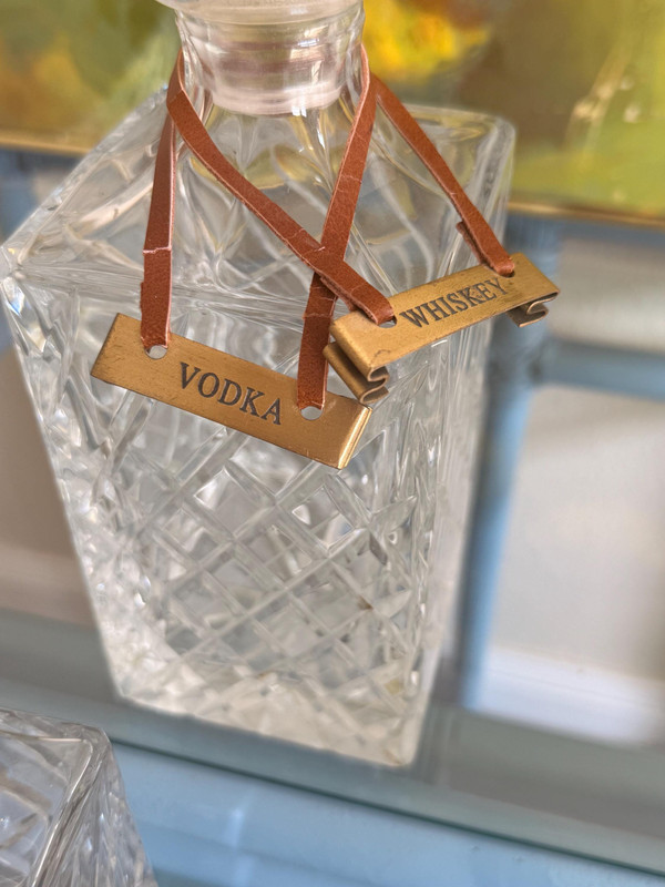 Vintage Crystal Decanter Set | Diamond-Cut Barware, Mid-Century Modern Home Bar, 1960s Glassware