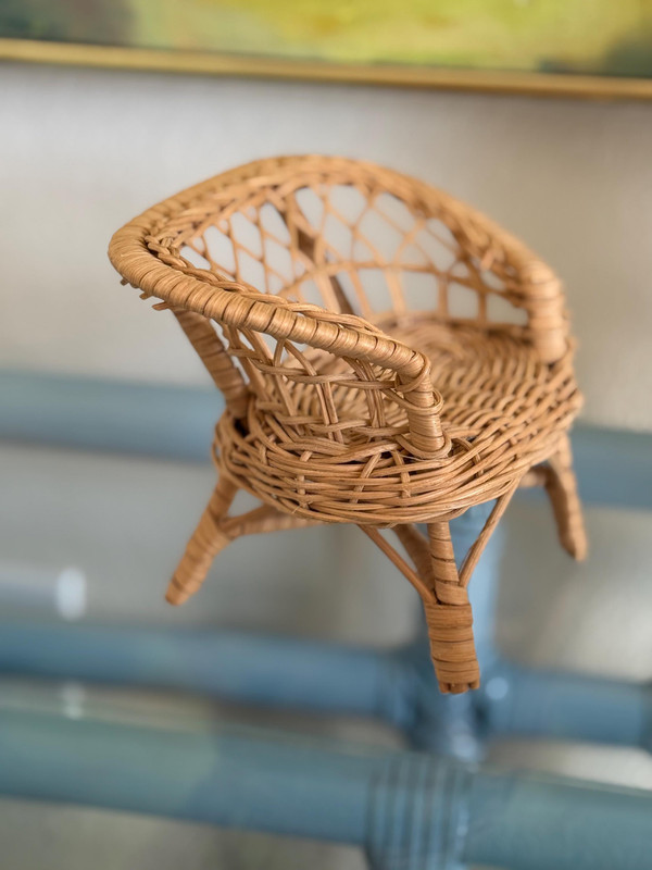 Vintage Miniature Wicker Settee Set | Palm Beach Chic | Coastal Grandmillennial Gift for Girls