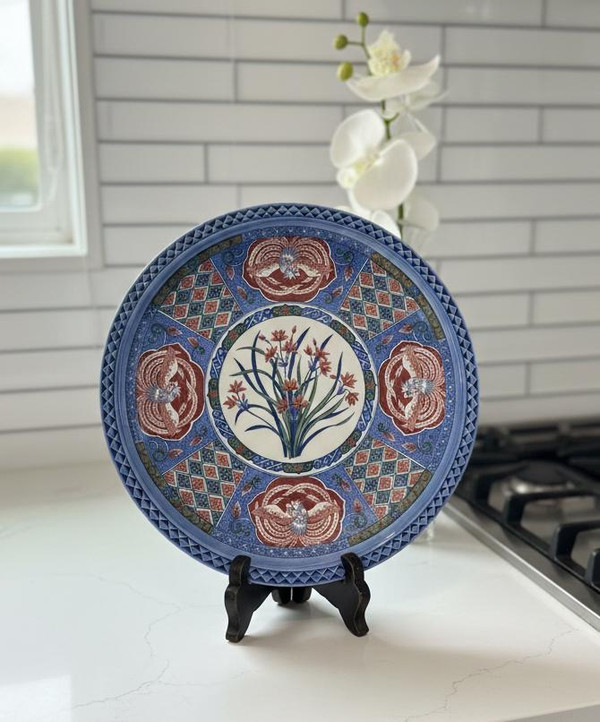 Vintage Japanese Imari Plate: 12" Chinoiserie Phoenix Bird Wall Decor