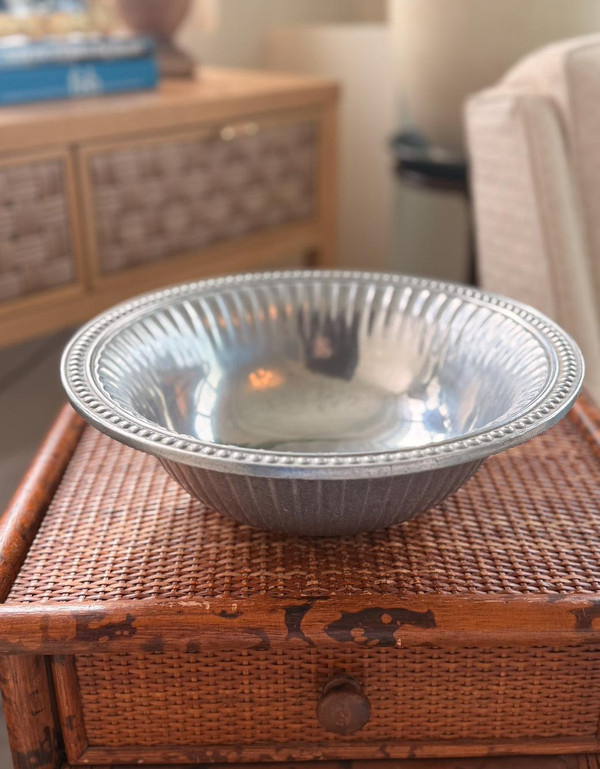 Vintage Wilton Armetale Serving Bowl | Fluted Scalloped Metal Tableware