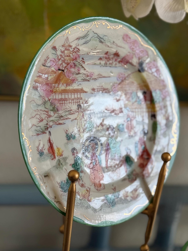 Antique Japanese Porcelain Plates | Hand Painted Geisha Garden Scene (Set of 2)
