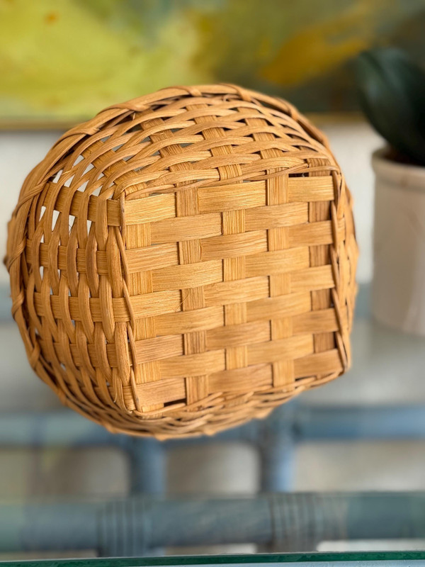 Vintage Wood Splint Gathering Basket | Handwoven Farmhouse Trug, Coastal Kitchen Decor