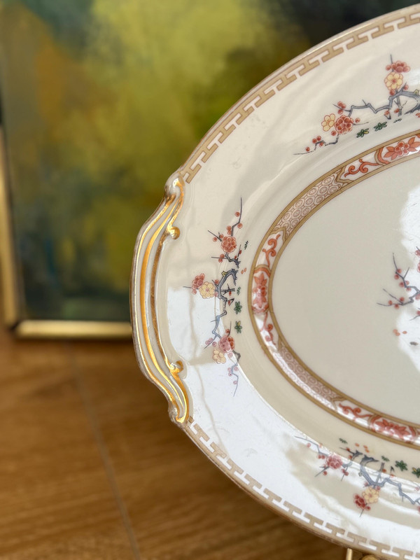 Noritake Hawthorne Platter with Hanger | 1940s Japanese Porcelain | Grandmillennial Plate Wall Art | Chinoiserie Gift