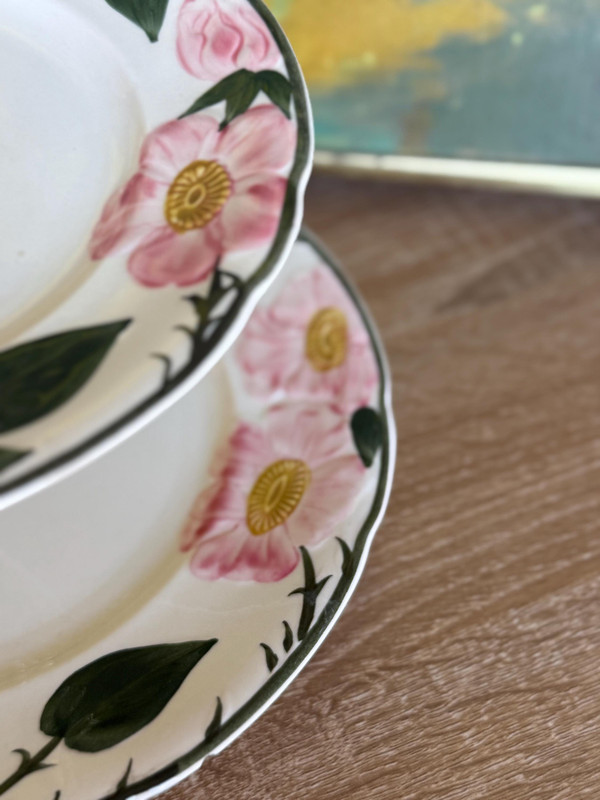 Vintage Wild Rose Tiered Stand | Hand-Painted Floral Villeroy & Boch Server