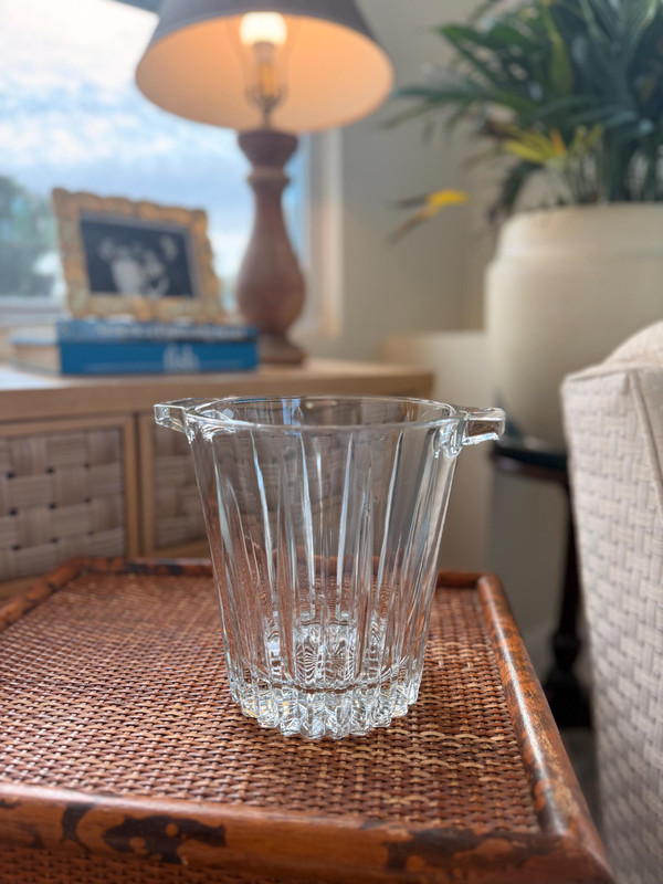 Vintage Fluted Glass Ice Bucket | 1930s Federal Style Barware Chiller