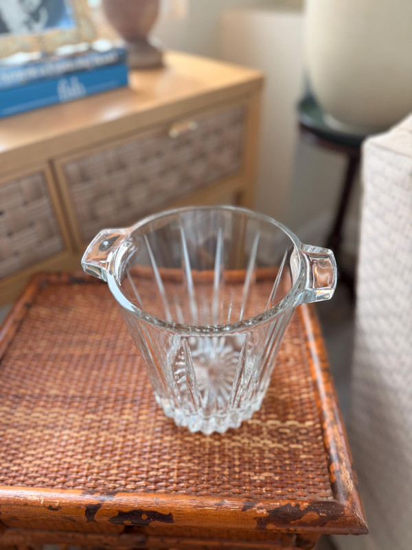 Vintage Fluted Glass Ice Bucket | 1930s Federal Style Barware Chiller