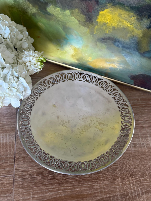 Vintage Silver-Plated Gallery Tray | 1950s Footed Serving Platter
