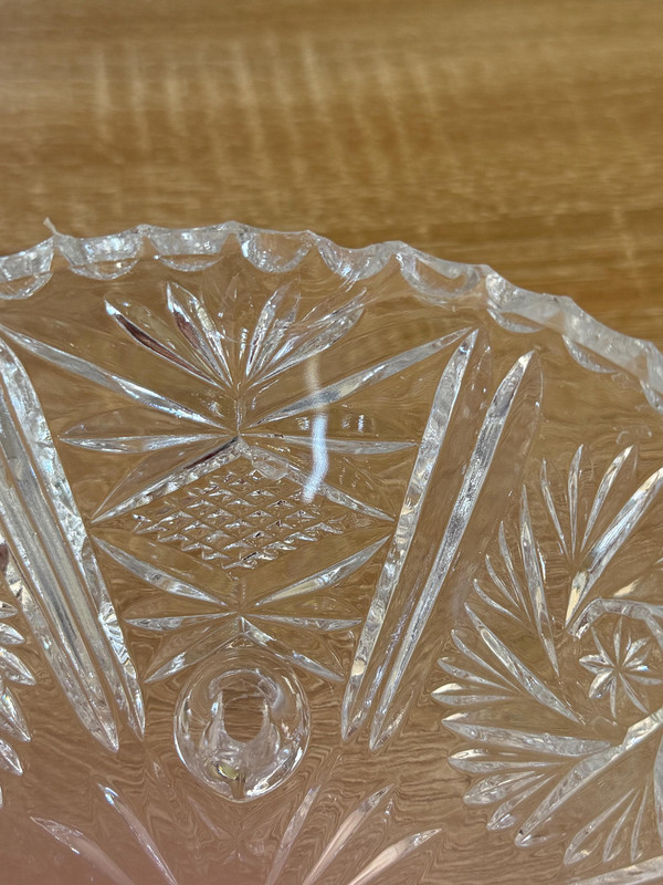 Vintage Etched Crystal Candy Dish | 1940s Footed Bowl