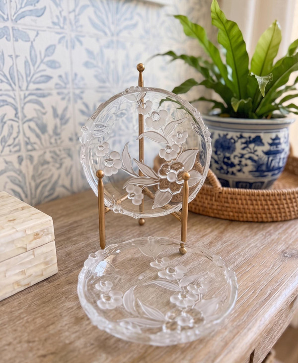 Vintage Mikasa Crystal Plates | Frosted Floral Intaglio Glassware, Mid Century Decor