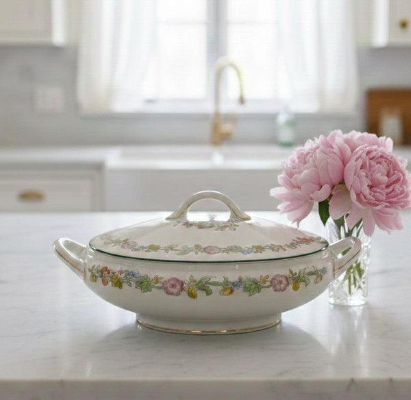 Antique Noritake Nippon Serving Dish | Hand-Painted Floral Porcelain Tureen
