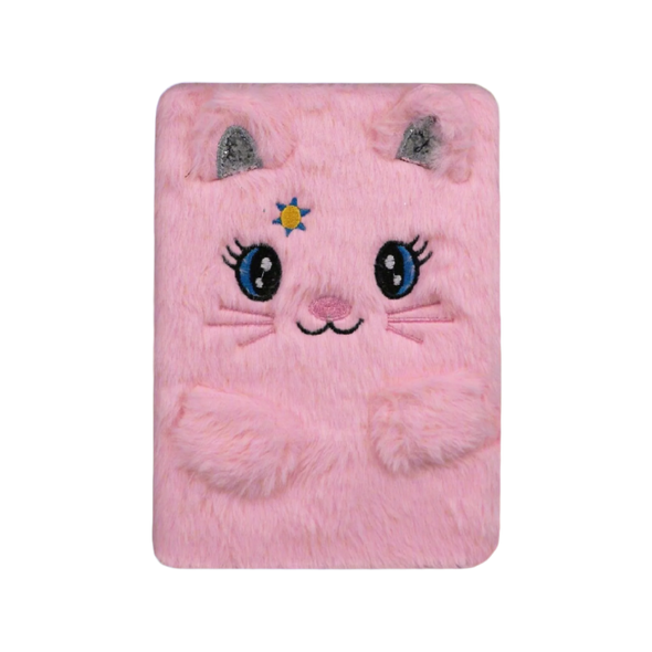 Kitty - Themed Fluffy Notebook - Light Pink