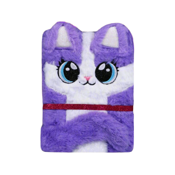 Squirrel-Themed Fluffy Notebook – Purple