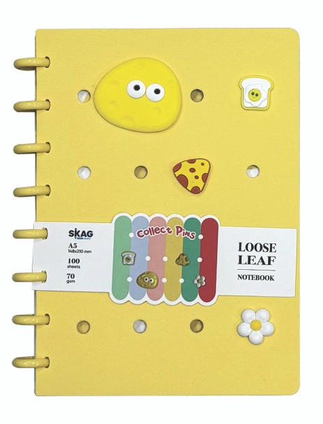 SKAG Learn Disc Bind Notebook with Cover Collect Pins - 100 Sheets (A5)