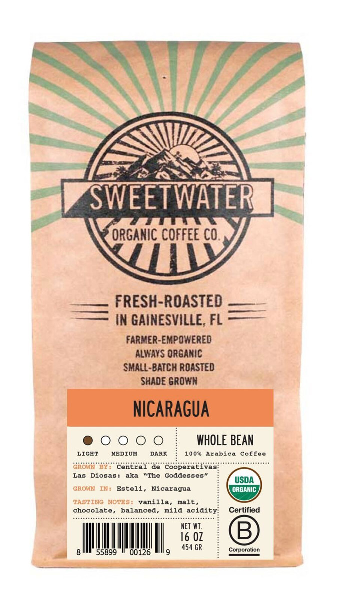 Nicaraguan light-roasted, fair trade, organic, shade grown coffee from the Las Diosas co-op in Esteli, Nicaragua