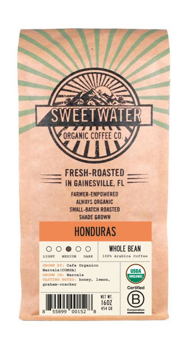 16 oz bag of Honduras Single Origin fair trade, organic, shade grown coffee.