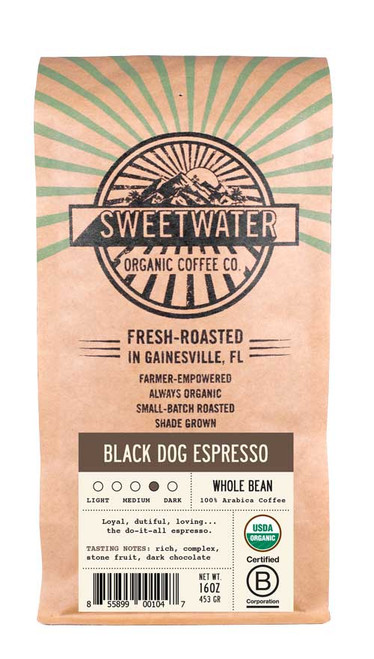 Full-bodied fair trade, organic, shade-grown Viennese Espresso with fierce, thick crema and strong, dark, chocolate flavor and fruit flavors.